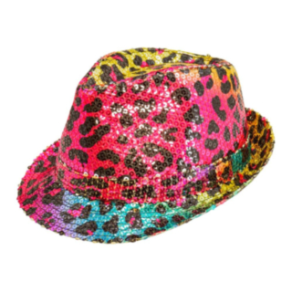 Leopardmønster Fedora Hatt Regnbue