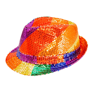 Paljett Fedora Regnbue