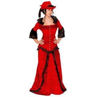 Western Saloon Girl Kostyme Rød
