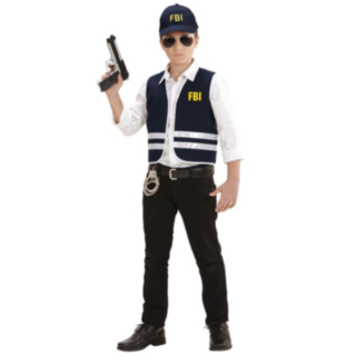 FBI Vest & Caps Sett Barnekostyme