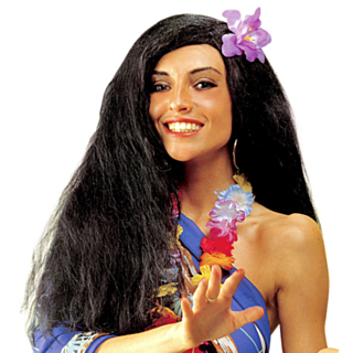 Hawaiiblomst Parykk Svart