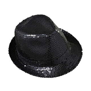 Gangsterhatt Paljetter Svart
