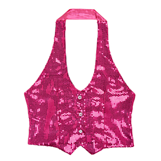 Paljettvest Rosa