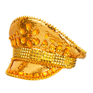 Glitter Kapteinslue Gull