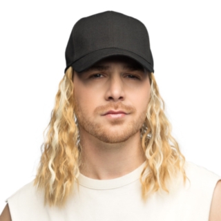 Caps med Parykk Svart Blond