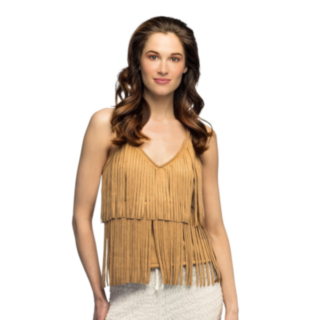 Beige bohotopp med frynser