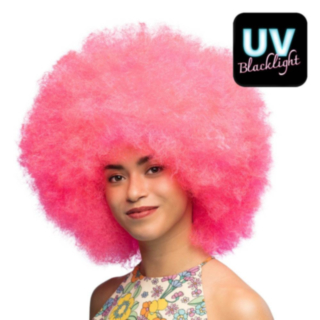 Stor Afro Parykk Neon Rosa