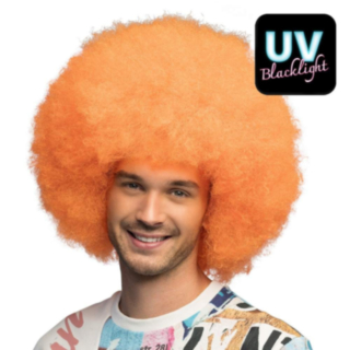 Stor Afro Sugar Parykk Neon Oransje