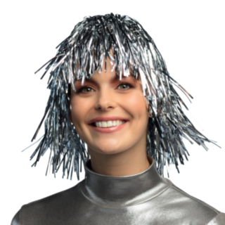 Metallisk Parykk Sølv