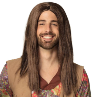 Lang Hippie Parykk Brun