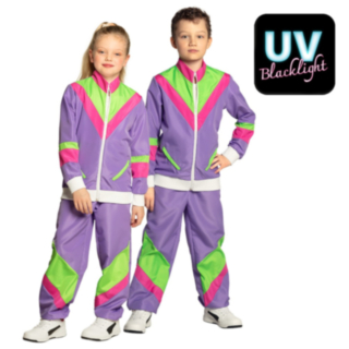 90-talls UV Treningsdress Barnekostyme Lilla