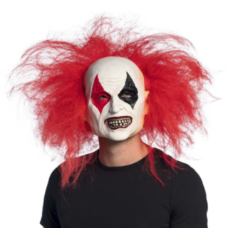 Horror Klovnemaske med Rødt Hår