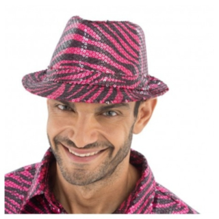 Glitter Tigerprint Fedora Rosa