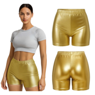 70-talls Metalliske Shorts Gull