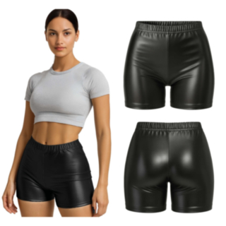 70-talls Metalliske Shorts Svart