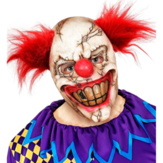 Horror klovnemaske med rødt hår