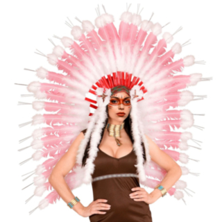 Indianer fjærhodepynt rosa