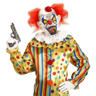 Horror klovn latexmaske med hår og hatt