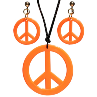 Hippie fredstegn smykkesett oransje