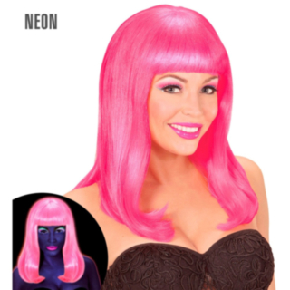 Neon Patsy-parykk rosa