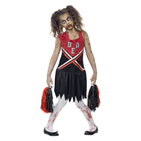 Zombie Cheerleader Barnekostyme Rød