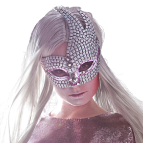 Maskerade Øyenmaske Sølv og Lyserosa