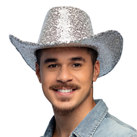 Glitter Cowboyhatt Sølv