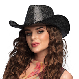 Glitter Cowboyhatt Svart