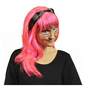Neon Parykk med Sløyfe Rosa