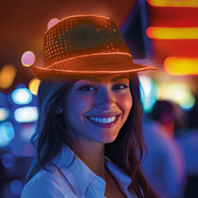 Paljett LED Fedora Oransje