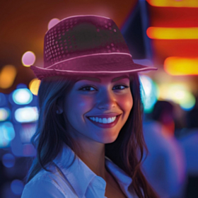 Paljett LED Fedora Lilla