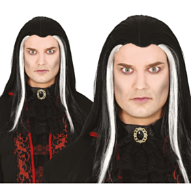 Hvitstripete Vampyr Parykk Svart