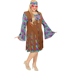 Blomster Hippie Kjole Kostyme Plussize