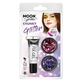 Klassisk Chunky Glitter Sminkesæt Pink / Lilla