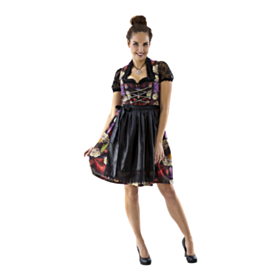 Dirndl Blomster Svart