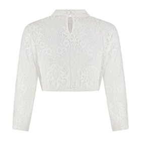Dirndl Bluse Høyhalset Blonde Kremhvit