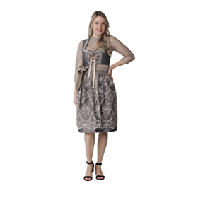 Dirndl Jacquard Blomstrete Sølvgrå