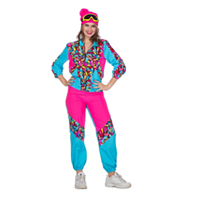 80-talls Neon Skidress Kostyme Rosa og Blå