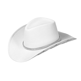 Glitrende Cowboyhatt Hvit