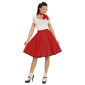 50-talls Polka Skjørt Rød