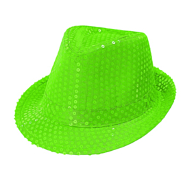 Paljettfedora neongrønn