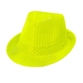 Neongul paljettfedora