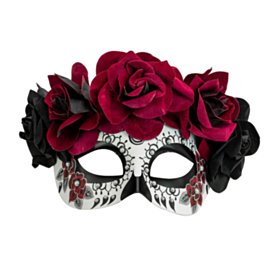 Dia de los Muertos Øyemaske Vinrød