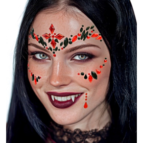 Vampyr Harlequin Ansigtssmykker Rød