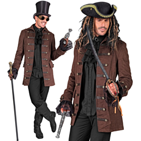 Steampunk Pirat Kaptein Frakk Kostyme