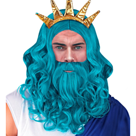 Poseidon Parykk & Skjegg Turkis