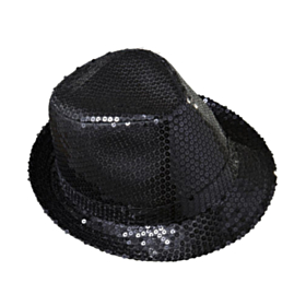 Gangsterhatt Paljetter Svart