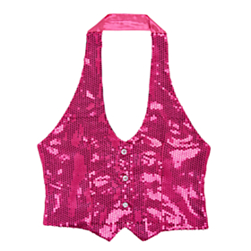 Paljettvest Rosa