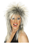 80-talls Rockdiva Parykk Blond og Svart