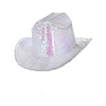 Paljett Cowboy Hatt Iriserende Hvit
